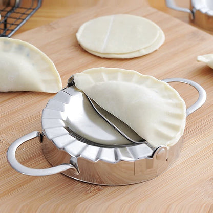 Detailed shot of the ergonomic handle on the dumpling dough cutter.