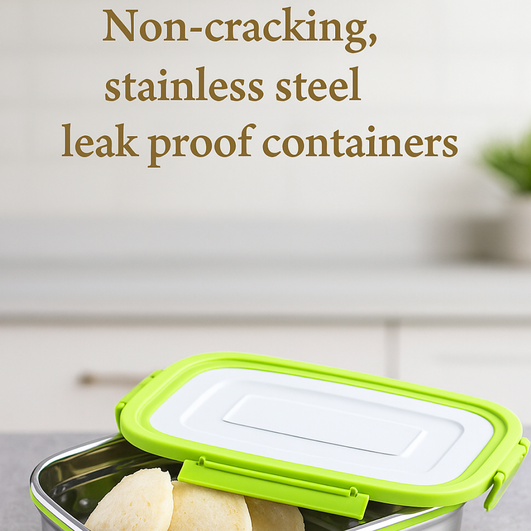 Ganesh durable tiffin box showing secure lid closure mechanism.