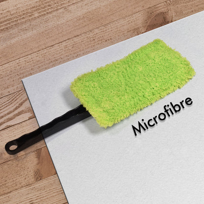 Versatile car cleaning brush with a large microfiber head for various auto cleaning tasks.