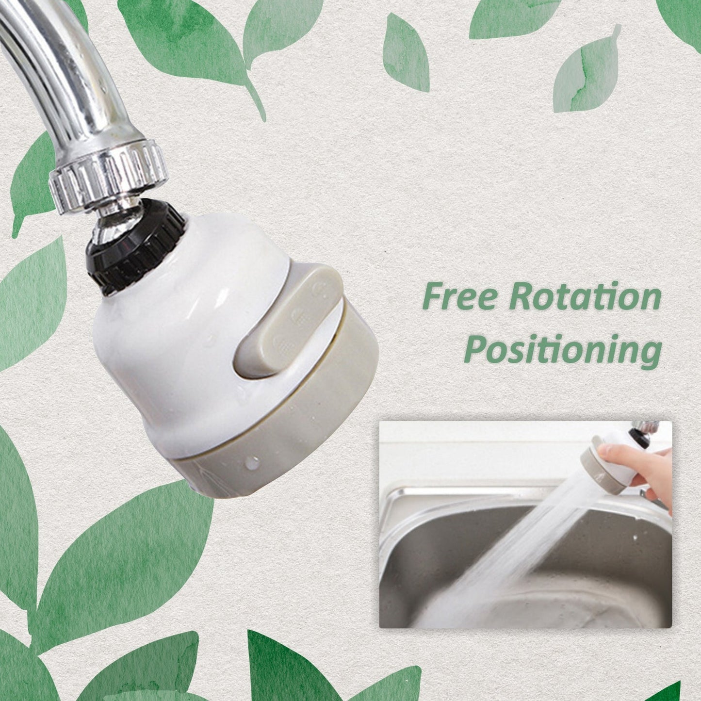 Close-up view of the 3-mode water saving faucet nozzle, highlighting its durable construction.