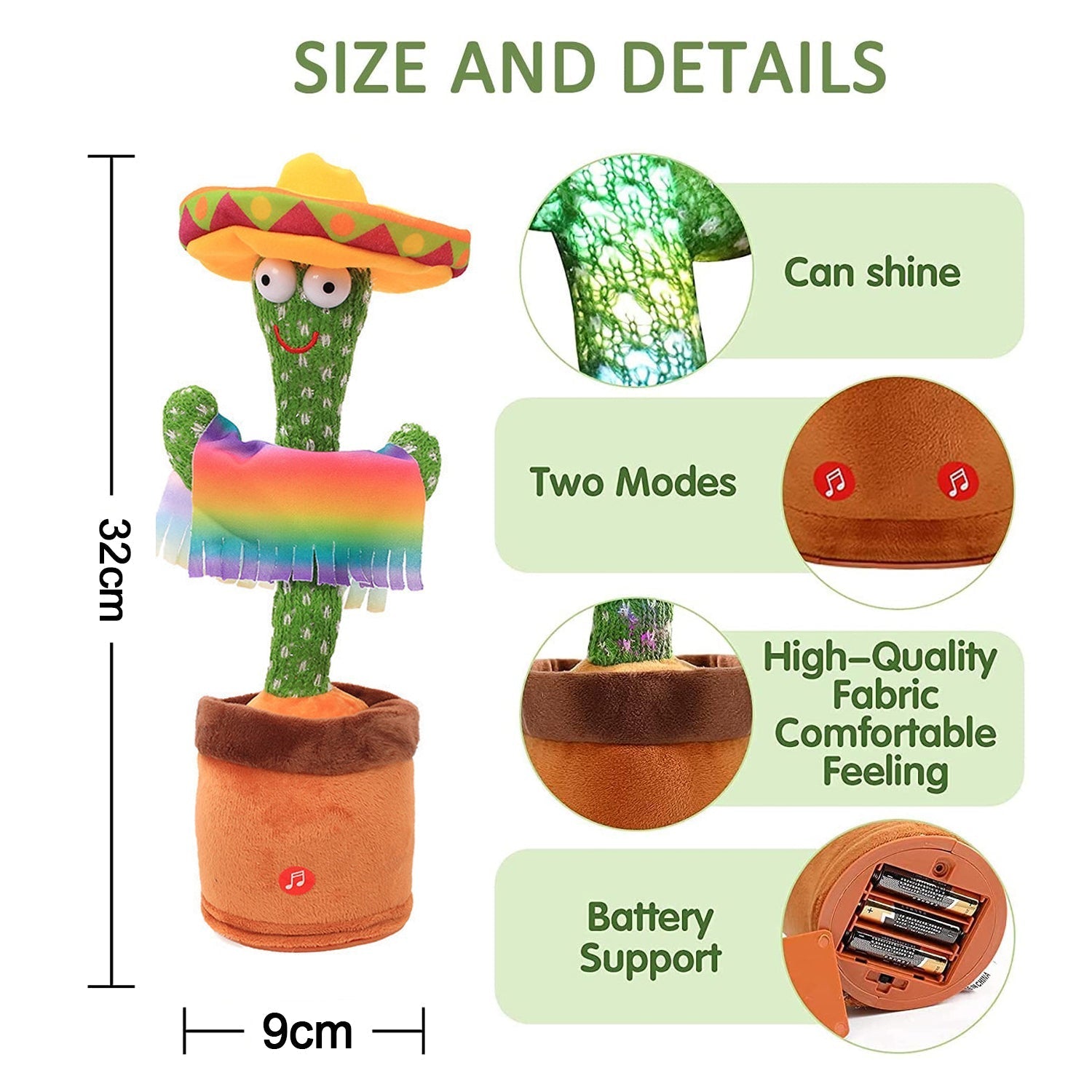 Dynamic dancing cactus toy demonstrating its fun spinning and wiggling movements.