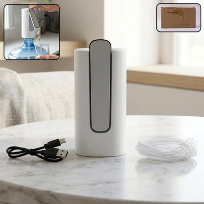 Foldable electric water dispenser pump secured on gallon bottle