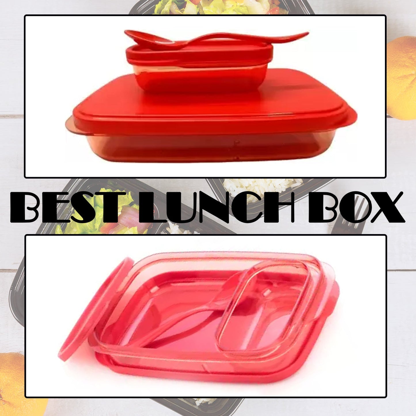 Leak-proof lunch box with its lid securely fastened.