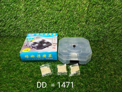 Illustration demonstrating the cockroach entry and trapping mechanism of the box.