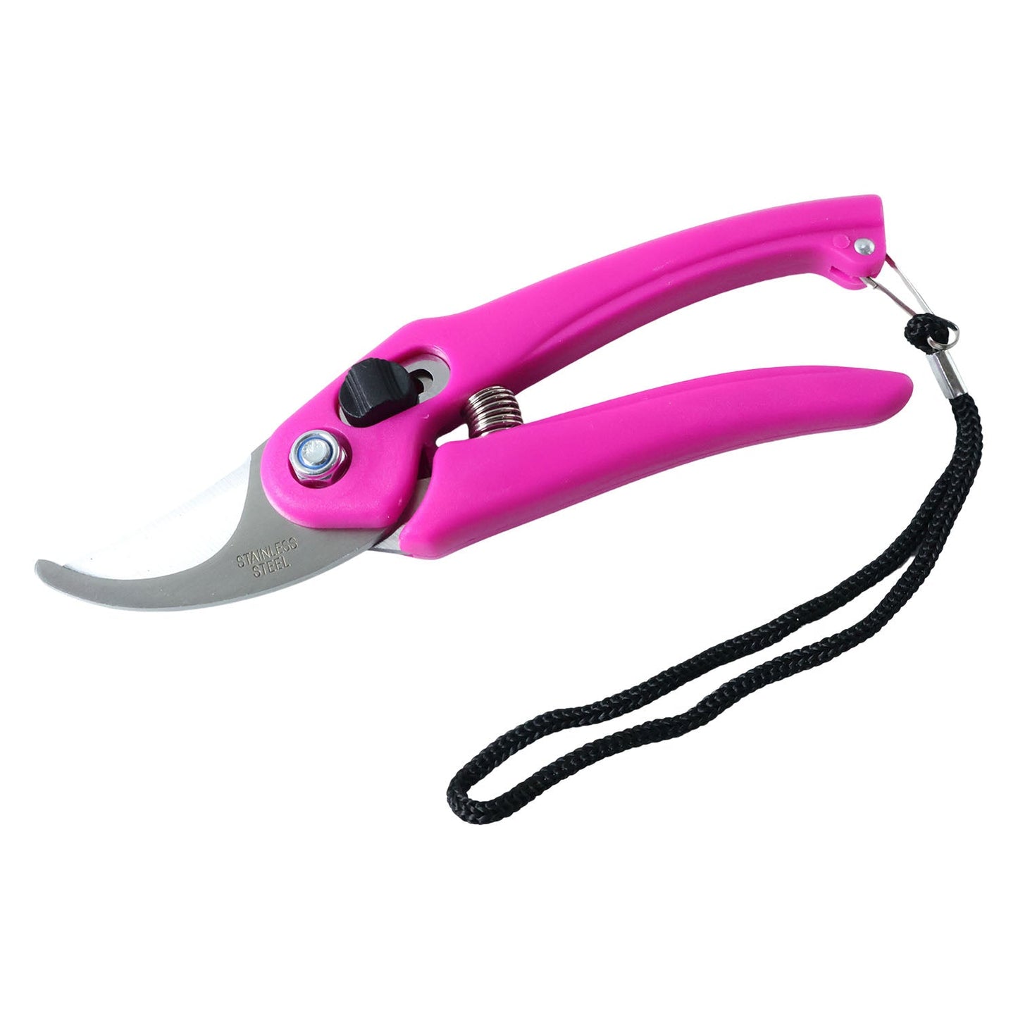 Garden scissors showing the secure sideways locking mechanism for safety.