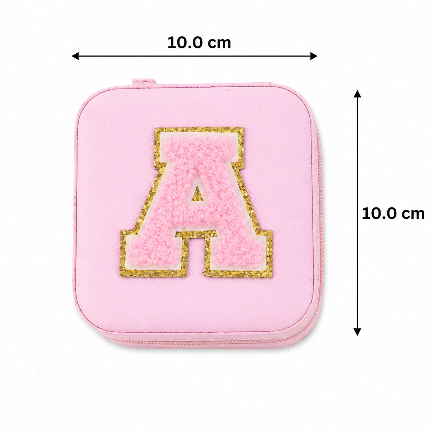 Close-up of the premium PU leather texture and smooth zipper of the Mini Travel Jewellery Box.