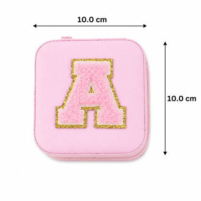 Close-up of the premium PU leather texture and smooth zipper of the Mini Travel Jewellery Box.